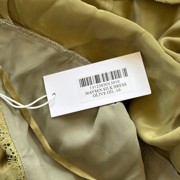 Reformation Maysen Silk Formal Maxi Dress Olive Oil Green NWT - Picture 8 of 10